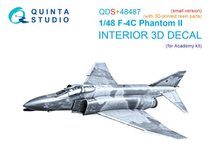 Quinta Studio QDS+48487 F-4C Phantom II 3D-Printed &amp;amp; colored Interior on decal paper (Academy) (Small version) (with 3D-printed resin parts) 1/48