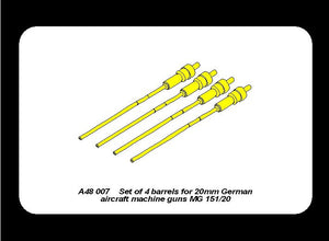 Aber A48 007 Set of 4 barrels for German aircraft 20mm machine guns MG 151/20 1/48 – obrázek 3