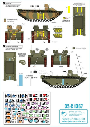 Star Decals 35-C1367 US PACIFIC WARS - IWO JIMA USMC LVT-2 and LVT(A)-2 Amtracks 1/35 – immagine 2