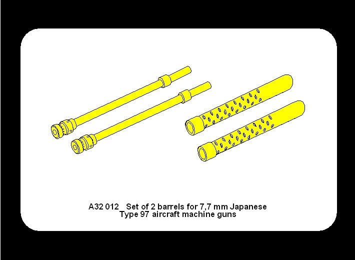 Aber A32012 Set of 2 barrels for Japanese 7.7 mm Type 97 aircraft machine guns (1/32) – image 7