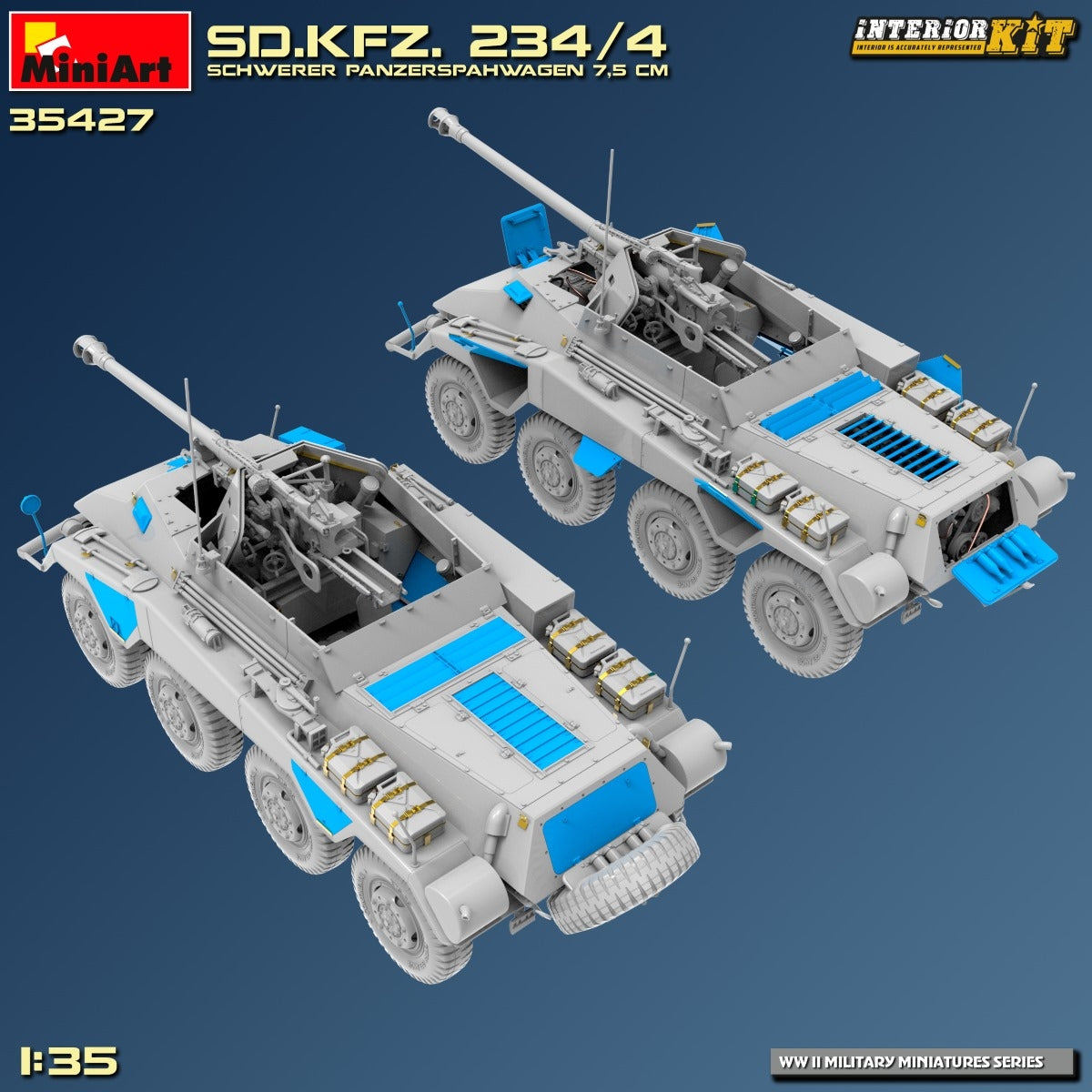MiniArt 35427 Sd.Kfz. 234/4 SCHWERER PANZERSPÄHWAGEN 7.5 cm. INTERIOR KIT 1/35 – image 15