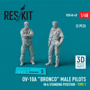 RESKIT RSF48-0040 OV-10A &amp;quot;Bronco&amp;quot; male pilots (in a standing position - type 1) (2 pcs) (3D Printed) 1/48
