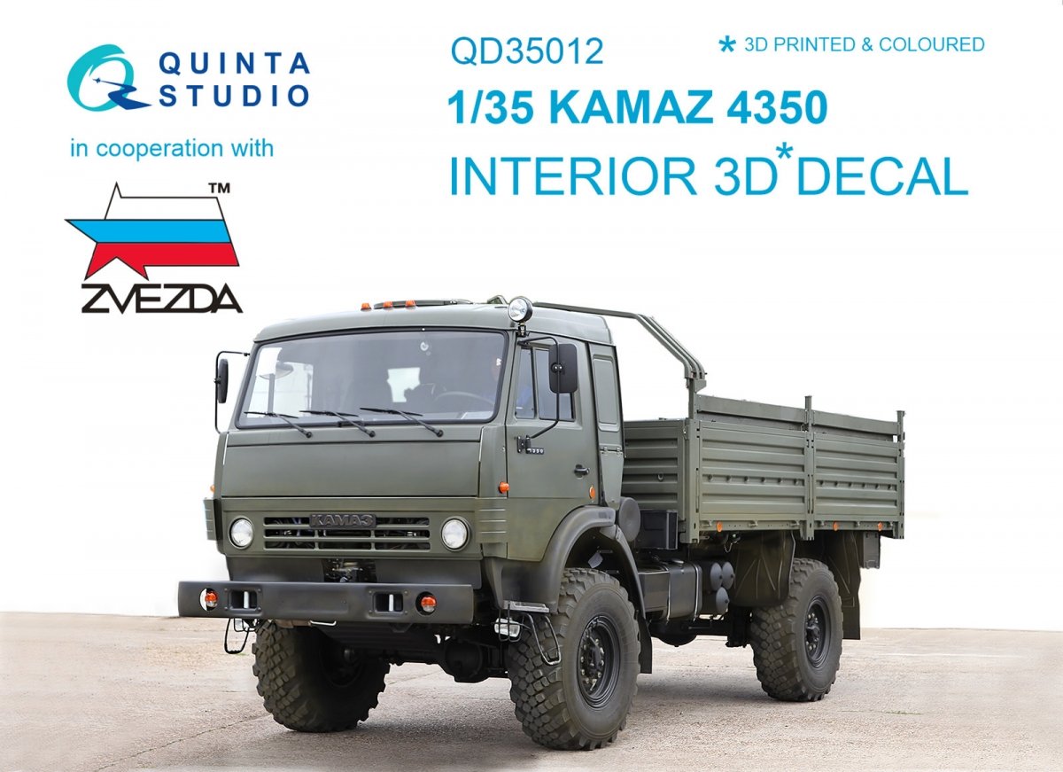 Quinta Studio QD35012 KAMAZ 4350 Mustang Family 3D-Printed &amp;amp; colored Interior on decal paper (for Zvezda kits) 1/35