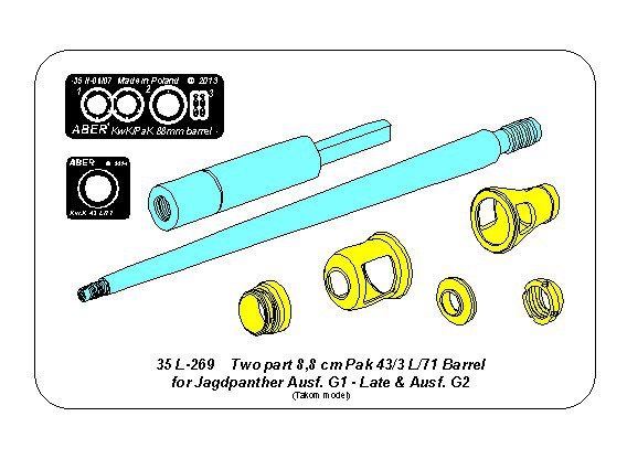 Aber 35L-296 Barrel Pak 43/3 L/71 8.8cm for Jagdpanter G1 late or G2 for Takom 1/35 models – Bild 3