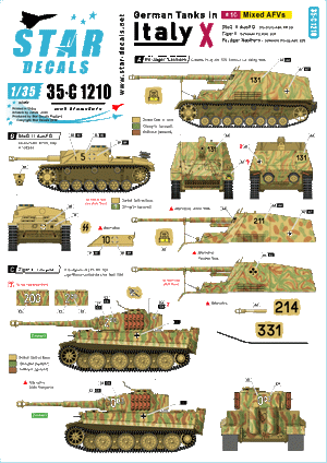 Star Decals 35-C1210 German tanks in Italy # 10. Mixed AFVs 1/35