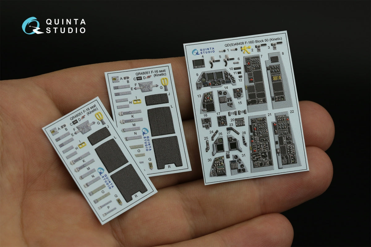 Quinta Studio QD48408 F-16D block 50 3D-Printed &amp;amp; colored Interior on decal paper (Kinetic 2022 tool) 1/48 – immagine 4