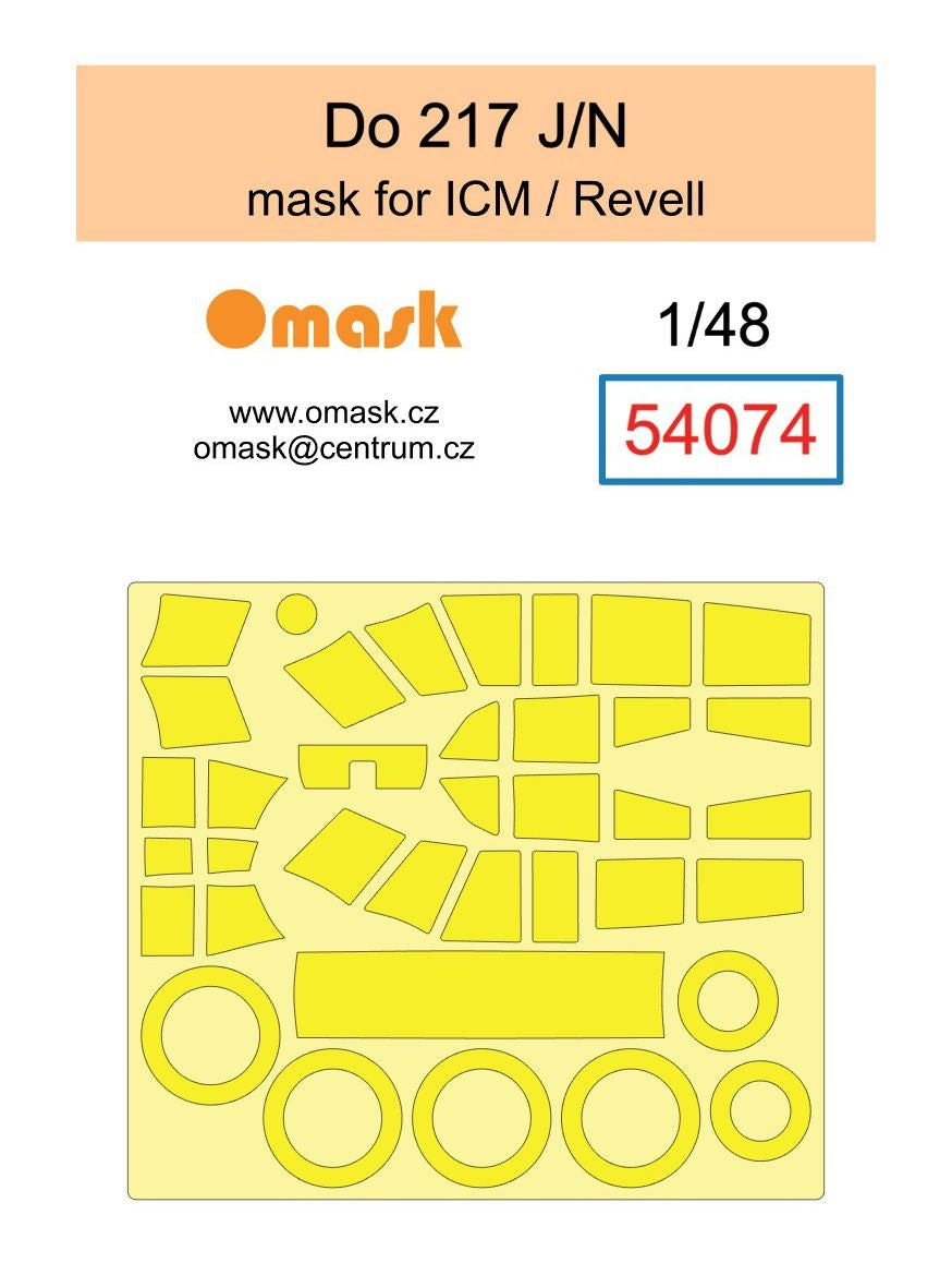 Omask 54074 Do 217 J/N mask (for ICM/Revell) clear parts yellow masking tape 1/48