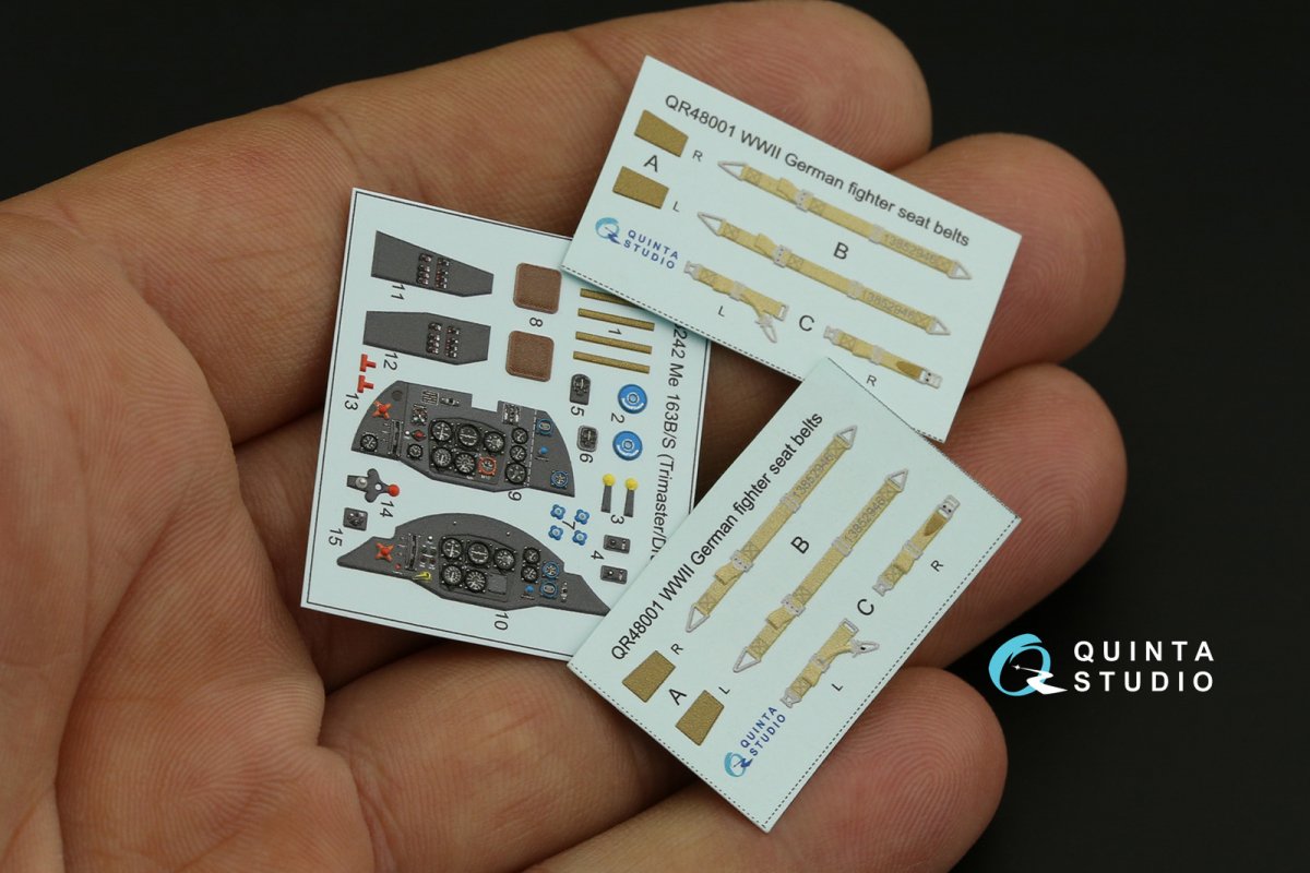Quinta Studio QD48242 Me 163B/S 3D-Printed &amp;amp; colored Interior on decal paper (Dragon) 1/48 – image 3