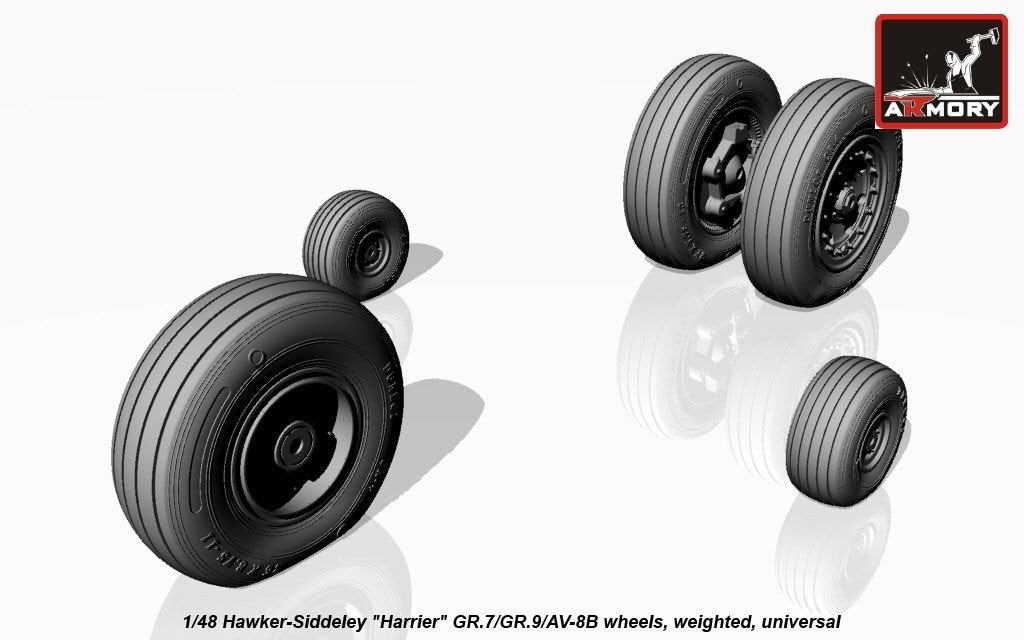 Armory Models AW48405 Hawker-Siddeley Harrier GR.7/GR.9/AV-8B wheels w/ weighted tires 1/48 – Bild 5