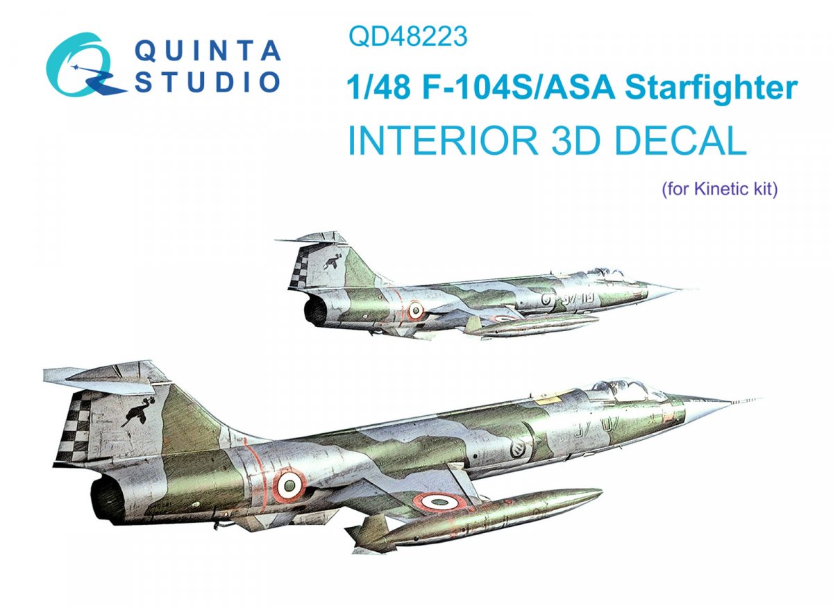 Quinta Studio QD48223 F-104S/ASA 3D-Printed &amp;amp; colored Interior on decal paper (Kinetic) 1/48