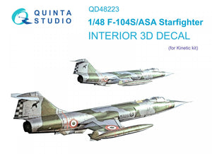 Quinta Studio QD48223 F-104S/ASA 3D-Printed &amp;amp; colored Interior on decal paper (Kinetic) 1/48