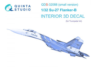 Quinta Studio QDS-32088 Su-27 3D-Printed &amp;amp; colored Interior on decal paper (Trumpeter) (small version) 1/32