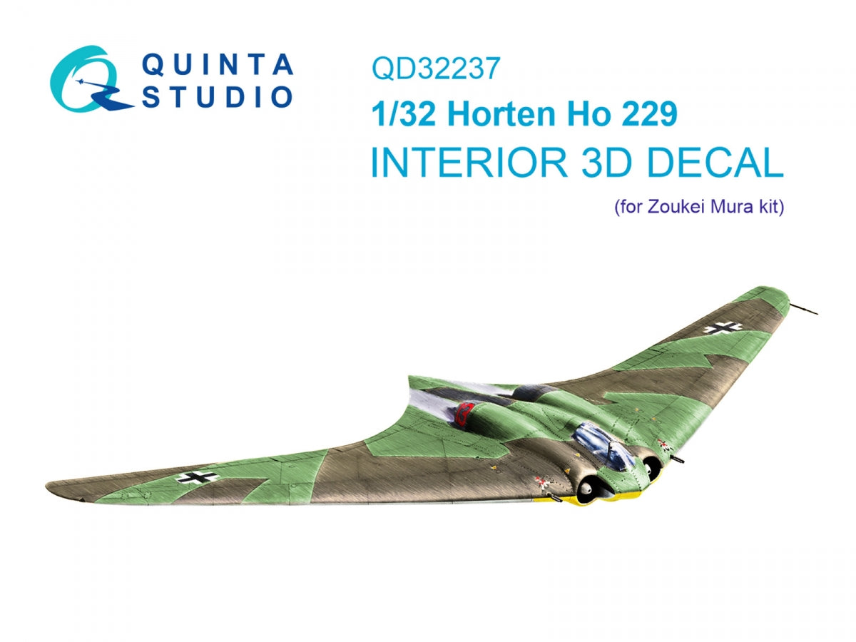 Quinta Studio QD32237 Horten Ho 229 Intérieur coloré imprimé en 3D sur papier décalcomanie (Zoukei Mura) 1/32 