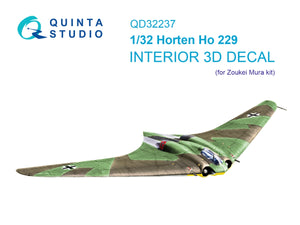 Quinta Studio QD32237 Horten Ho 229 3D-Printed colored Interior on decal paper (Zoukei Mura) 1/32