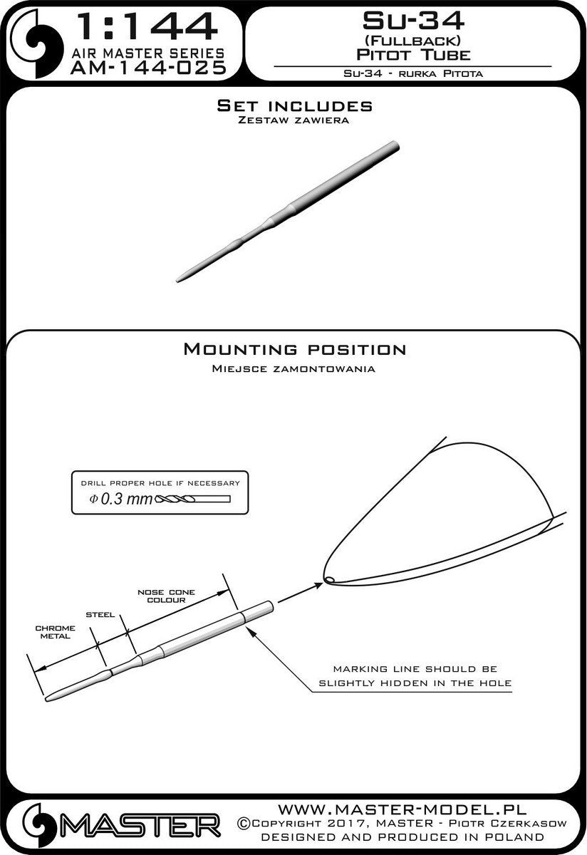 Master AM-144-025 Su-34 (Fullback) Pitot tube 1/144 – Bild 3