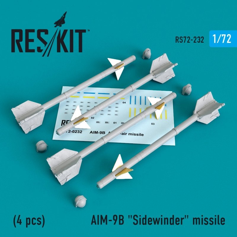 RESKIT RS72-0232 AIM-9B "Sidewinder" missile (4 PCS) 1/72