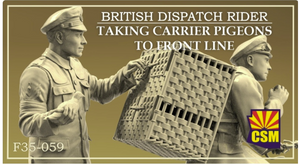 Copper State Models F35-059 Cavalier messager britannique transportant des pigeons voyageurs vers le front (moto non incluse) 1/35