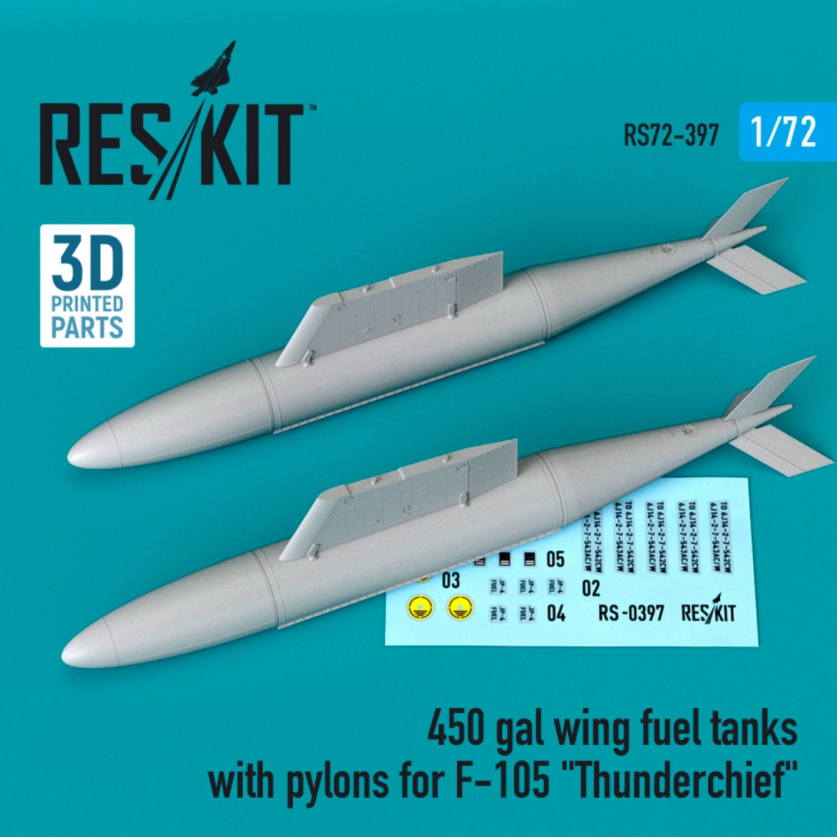 RESKIT RS72-0397 450 GAL WING FUEL TANKS WITH PYLONS FOR F-105 &amp;quot;THUNDERCHIEF&amp;quot; (2 PCS) 1/72