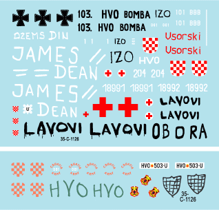 Star Decals 35-C1126 HVO (Croat). M-84, BRDM-2 2S1 Gvosdika, M-60P, M53/70 Prague, VW T3 1/35 – image 3