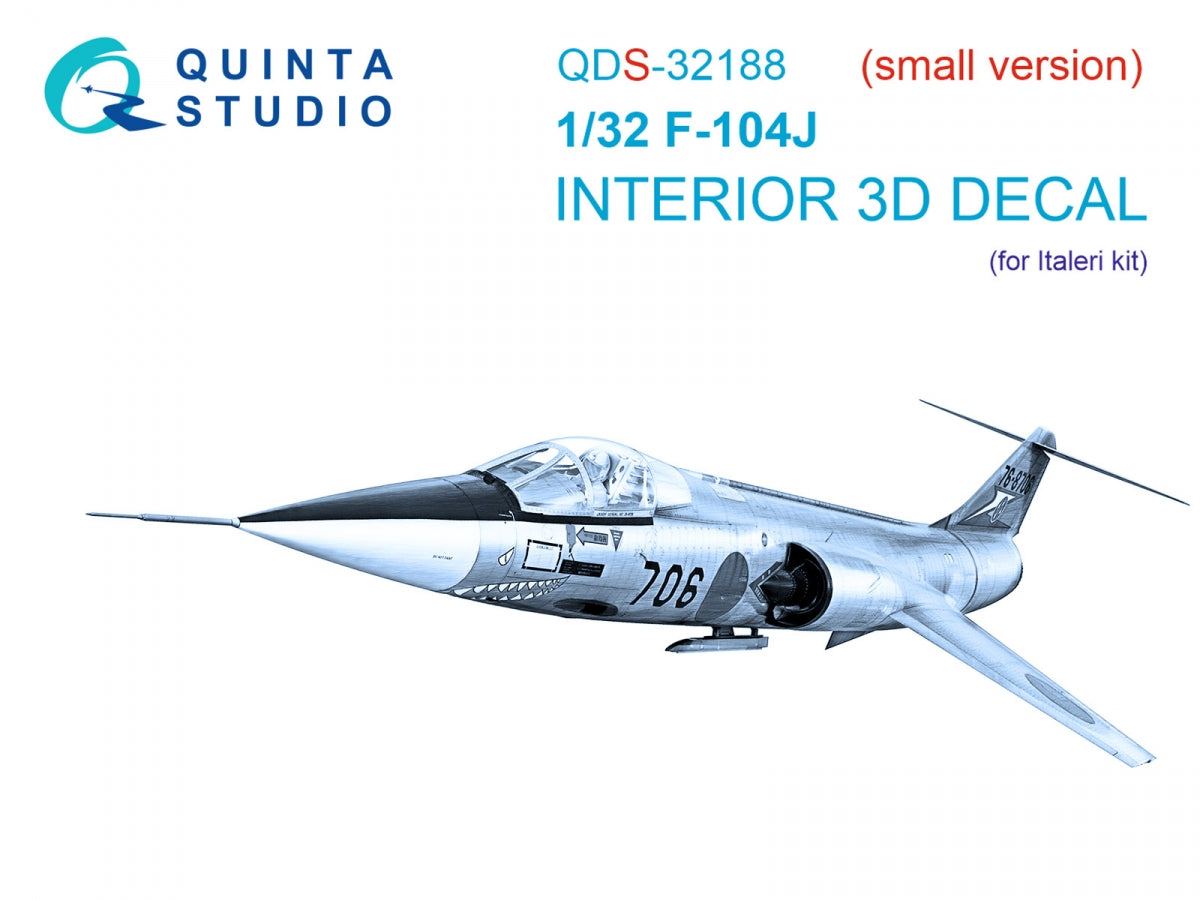 Quinta Studio QDS-32188 F-104J 3D-Printed colored Interior on decal paper (Italeri) (small version) 1/32