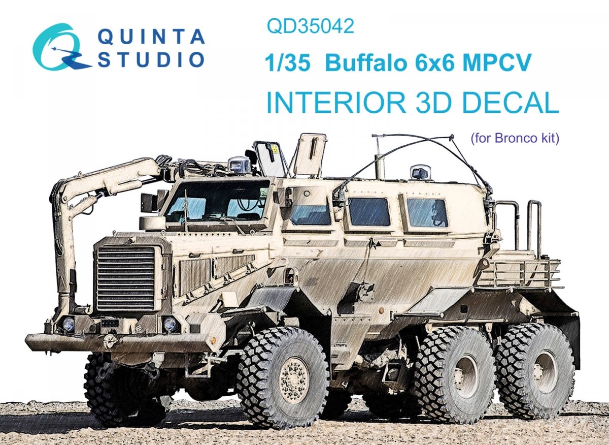 Quinta Studio QD35042 Buffalo 6x6 MPCV 3D-Printed &amp; colored Interior on decal paper (Bronco) 1/35