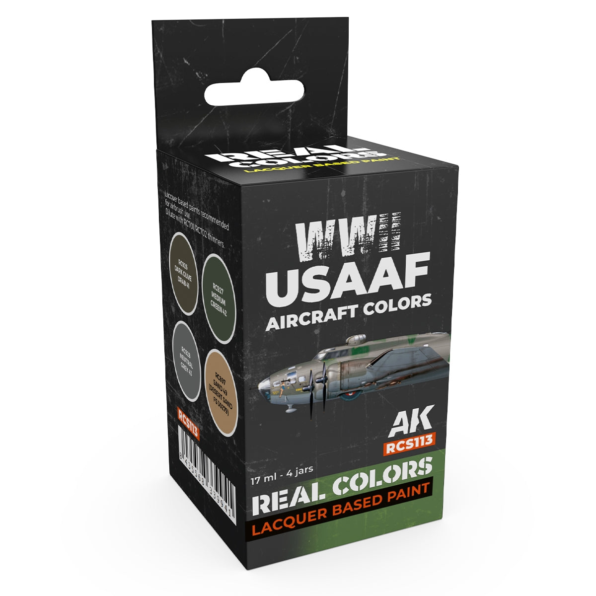 AK Interactive RCS113 Couleurs des avions de l'USAAF de la Seconde Guerre mondiale 4 x 17 ml