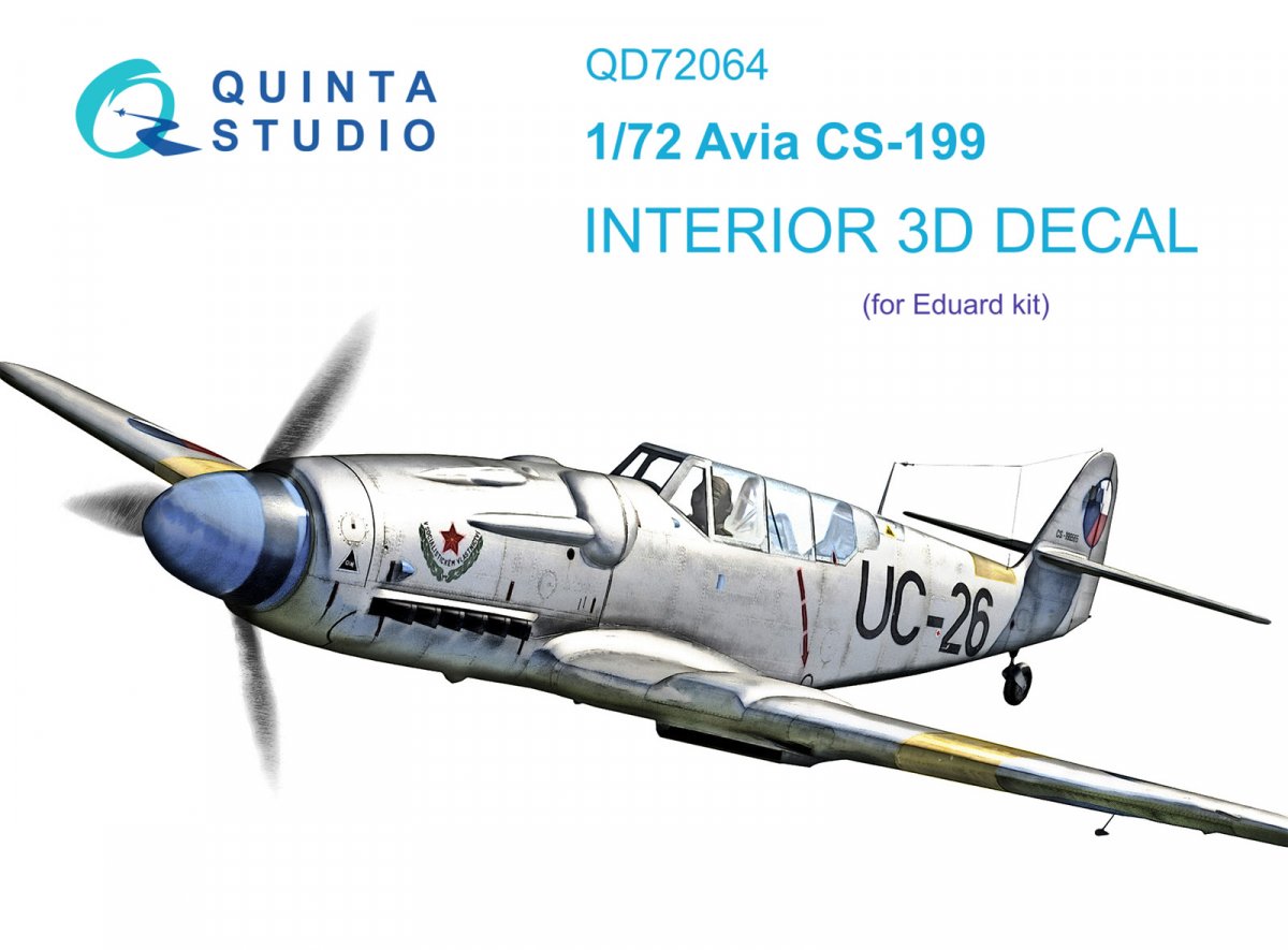 Quinta Studio QD72064 Avia CS-199 3D-Printed &amp;amp; colored Interior on decal paper (Eduard) 1/72