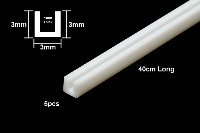 Tamiya 70202 U-shaped plastic angle 3 mm - pack