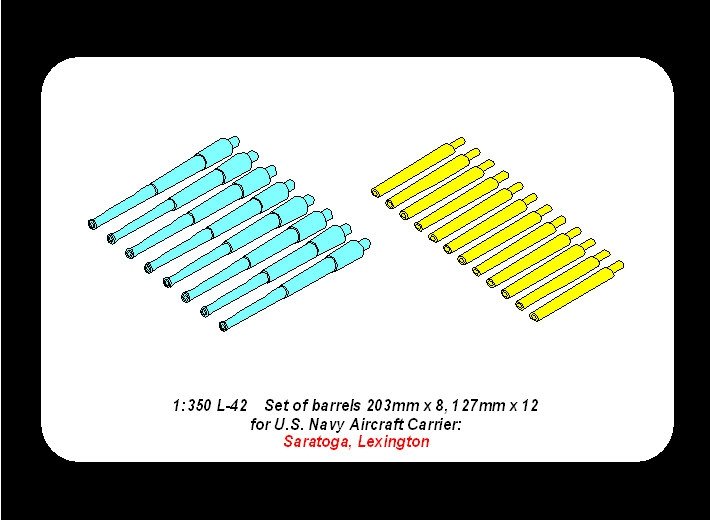Aber 350L-42 Set of barrels 203mm x 8; 127mm x 12 for Japan Navy Saratoga, Lexington 1/350 – image 5