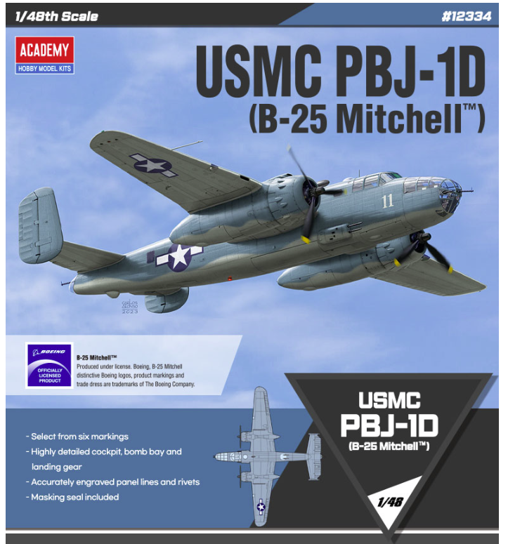 Academy 12334 USMC PBJ-1D B-25 Mitchell 1/48 – image 4