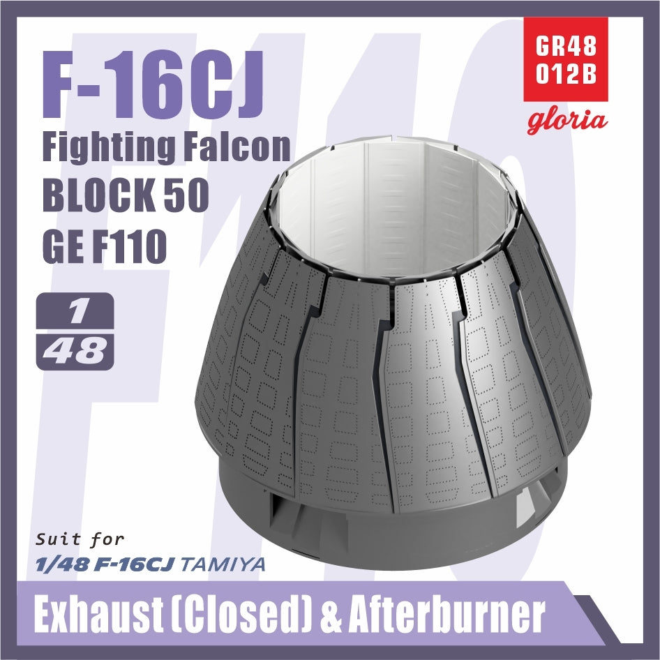 Gloria GR48012B F-16CJ F110-GE Exhaust Nozzle &amp;amp; Afterburner CLOSED TAMIYA 1/48