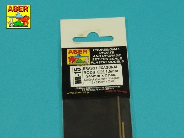 Aber HR-15 Brass hexagonal rods 1.5mm length 245mm x2 pcs. – immagine 3
