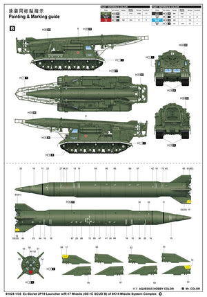 Trumpeter 01024 Ex-Soviet 2P19 Launcher w/R-17 Missile SS-1C SCUD B of 8K14 Missile System – image 2