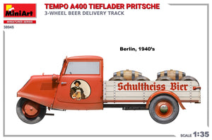 MiniArt 38045 TEMPO A400 TIEFLADER PRITSCHE 3-WHEEL BEER DELIVERY TRUCK 1/35 – image 5
