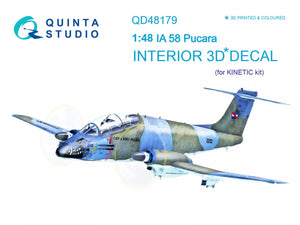 Quinta Studio QD48179 IA 58 Pucara 3D-Printed &amp;amp; colored Interior on decal paper (for Kinetic kit) 1/48