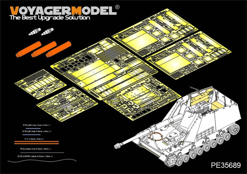 Voyager modèle PE35689 seconde guerre mondiale allemand Sd.Kfz.164 Nashorn pour DRAGON 6387/6165/6166/6314 1/35