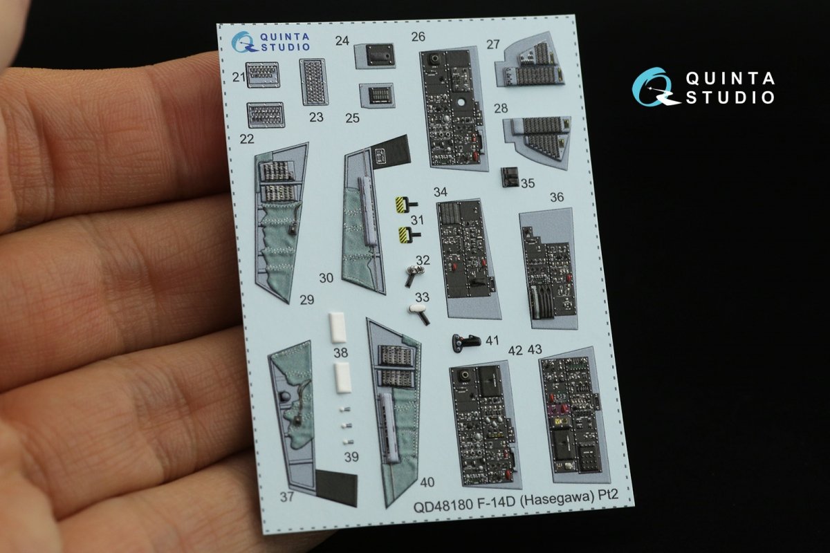 Quinta Studio QD48180 F-14D 3D-Printed &amp;amp; colored Interior on decal paper (Hasegawa) 1/48 – image 11
