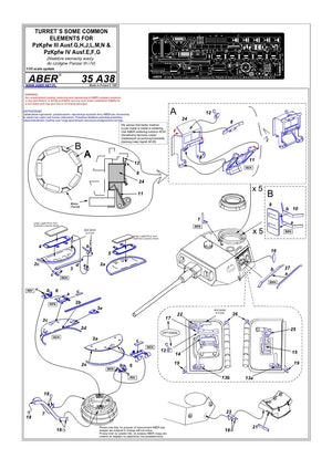 Aber 35A038 Common parts for Pz.III G,H,J,L,M,N and Pz.IV E,F,G turrets (1/35) – obrázek 4