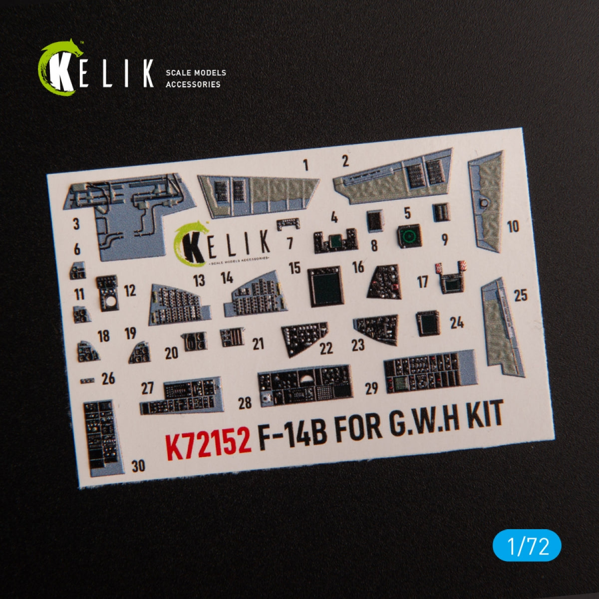 KELIK K72152 F-14B - interior 3D decals for GWH kit 1/72 – obrázek 2