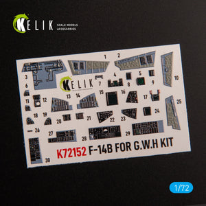 KELIK K72152 F-14B - interior 3D decals for GWH kit 1/72 – obrázek 2