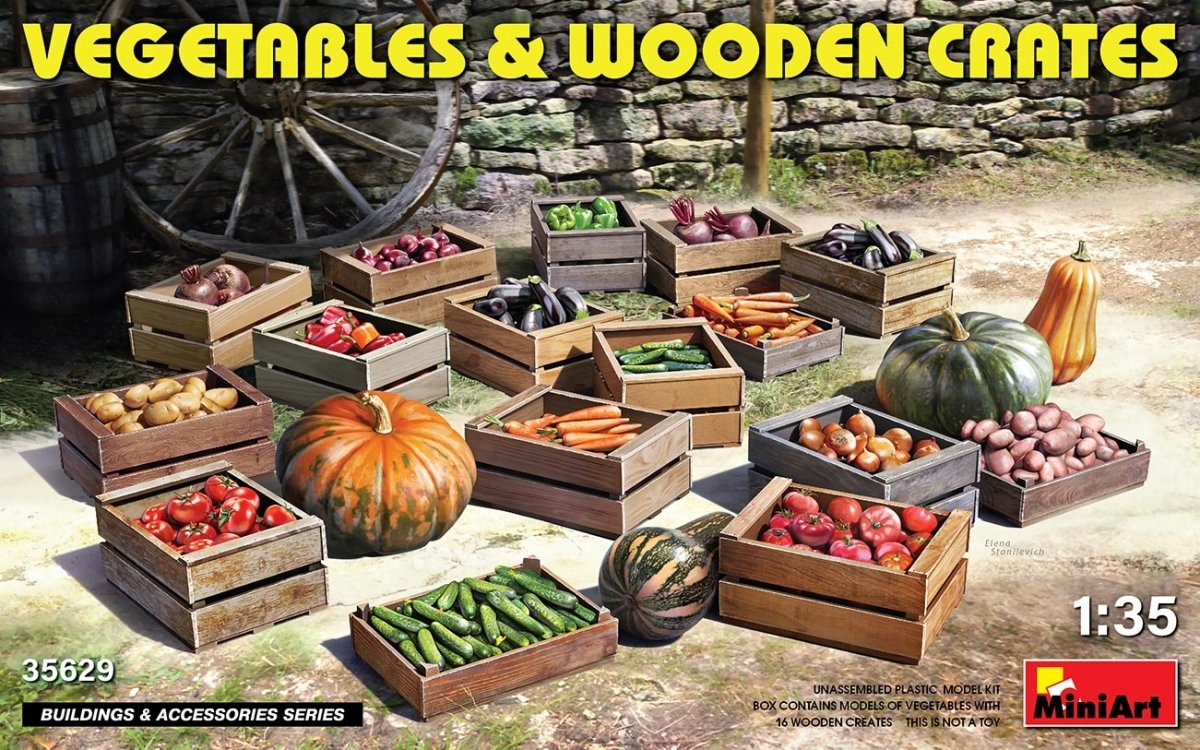 MiniArt 35629 VEGETABLES &amp; WOODEN CRATES 1/35