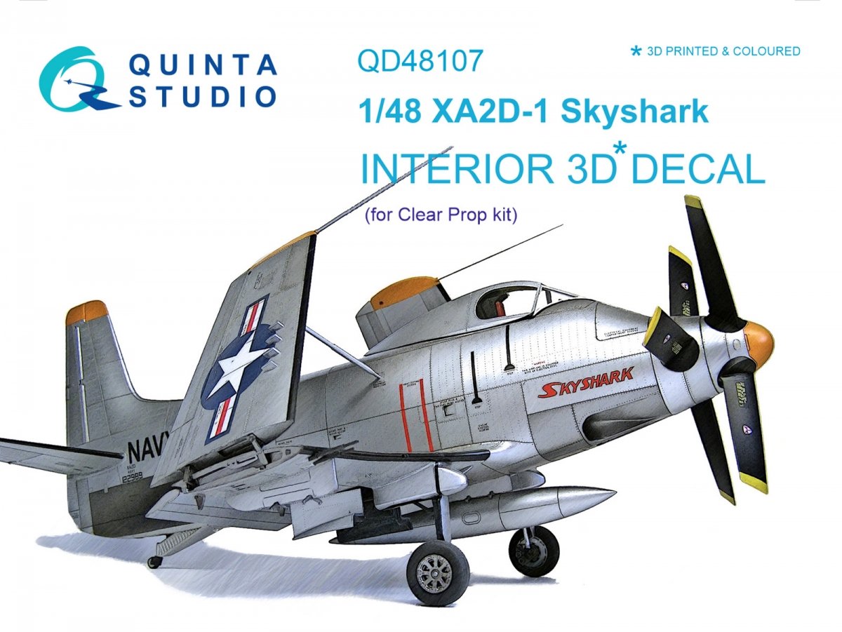 Quinta Studio QD48107 XA2D-1 3D-Printed &amp;amp; colored Interior on decal paper (for Clear Prop kit) 1/48