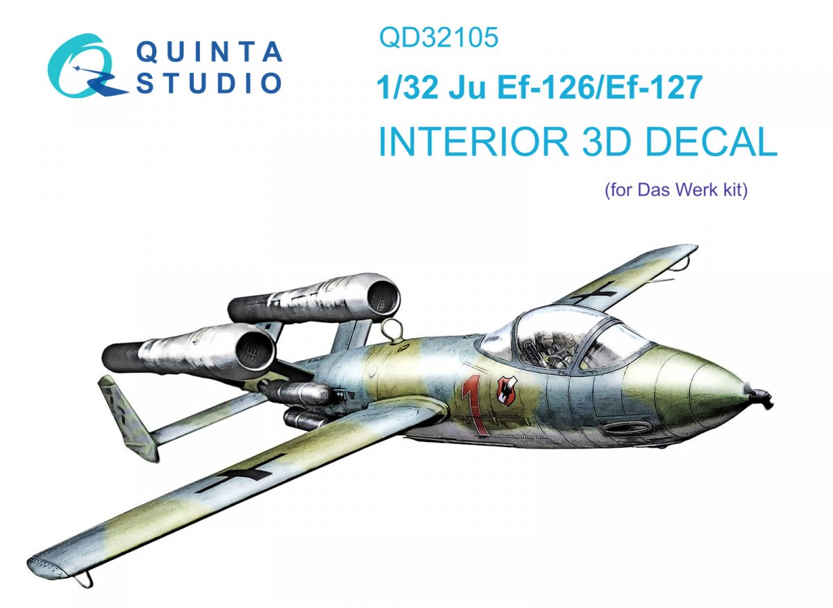 Quinta Studio QD32105 Ju EF 126/EF 127 3D-Printed &amp;amp; colored Interior on decal paper (Das Werk) 1/32