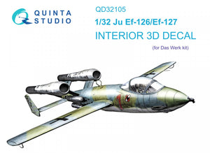 Quinta Studio QD32105 Ju EF 126/EF 127 3D-Printed &amp;amp; colored Interior on decal paper (Das Werk) 1/32