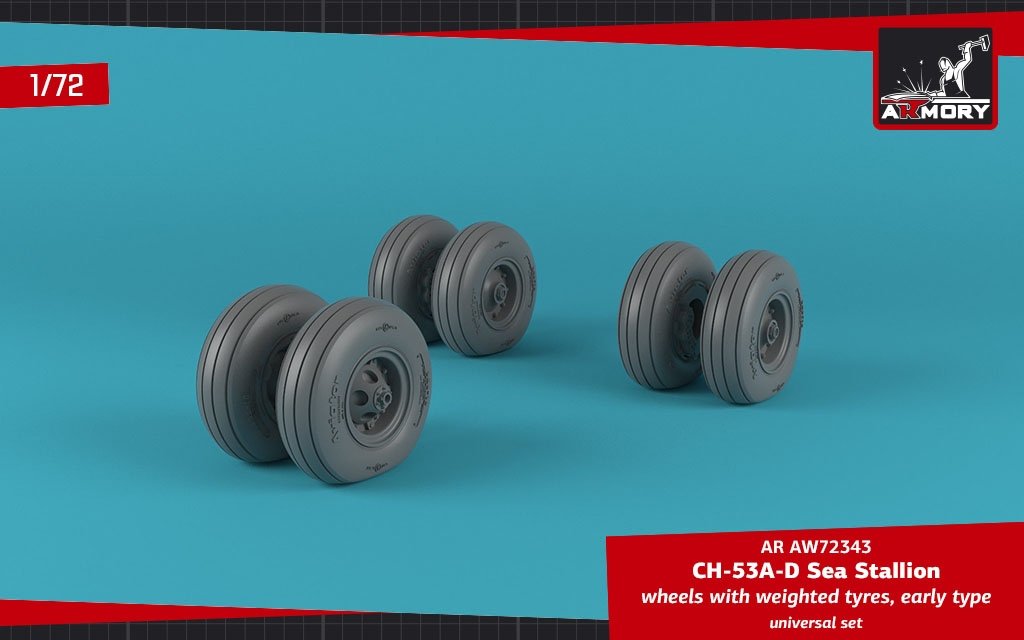 Armory Models AW72343 CH-53 Sea Stallion wheels w/ weighted tires, early 1/72 – obrázek 3