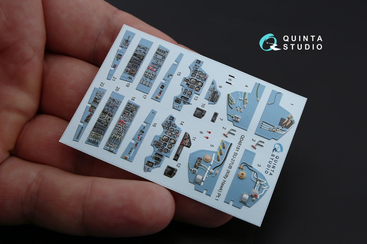 Quinta Studio QD48181 Su-27UB 3D-Printed colored Interior on decal paper (for KittyHawk kit) 1/48 – obrázek 5
