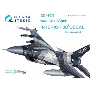 Quinta Studio QD48035 F-16С 3D-Printed &amp;amp; colored Interior on decal paper (for Hasegawa kit) 1/48