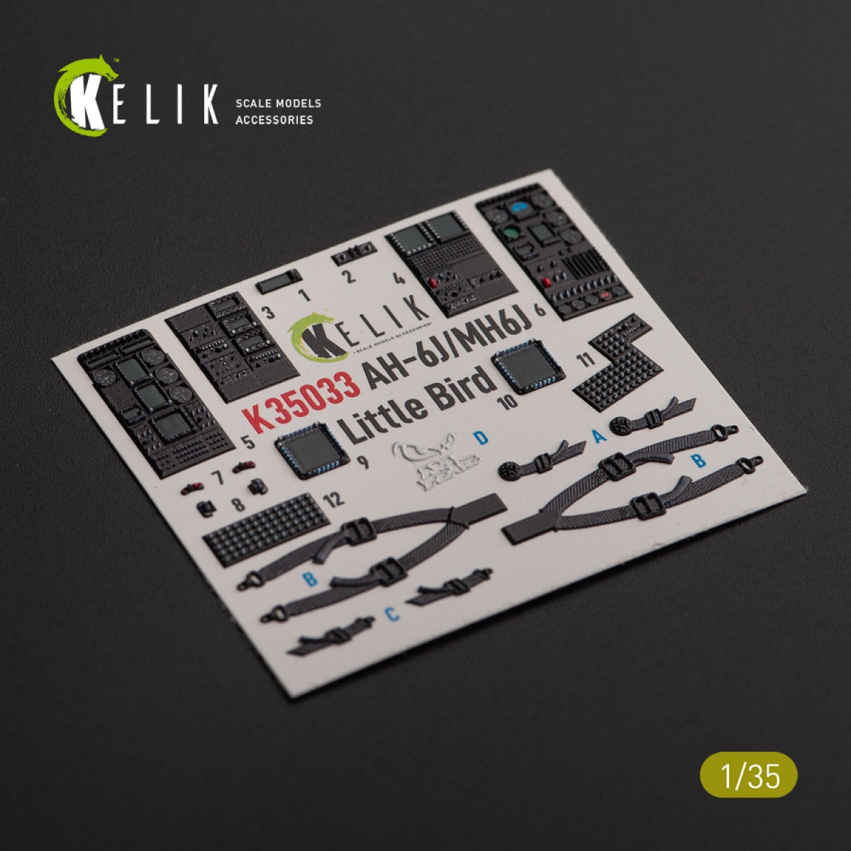 KELIK K35033 AH-6J/MH6J Little Bird interior 3D decals for Zimi models/KittyHawk 1/35