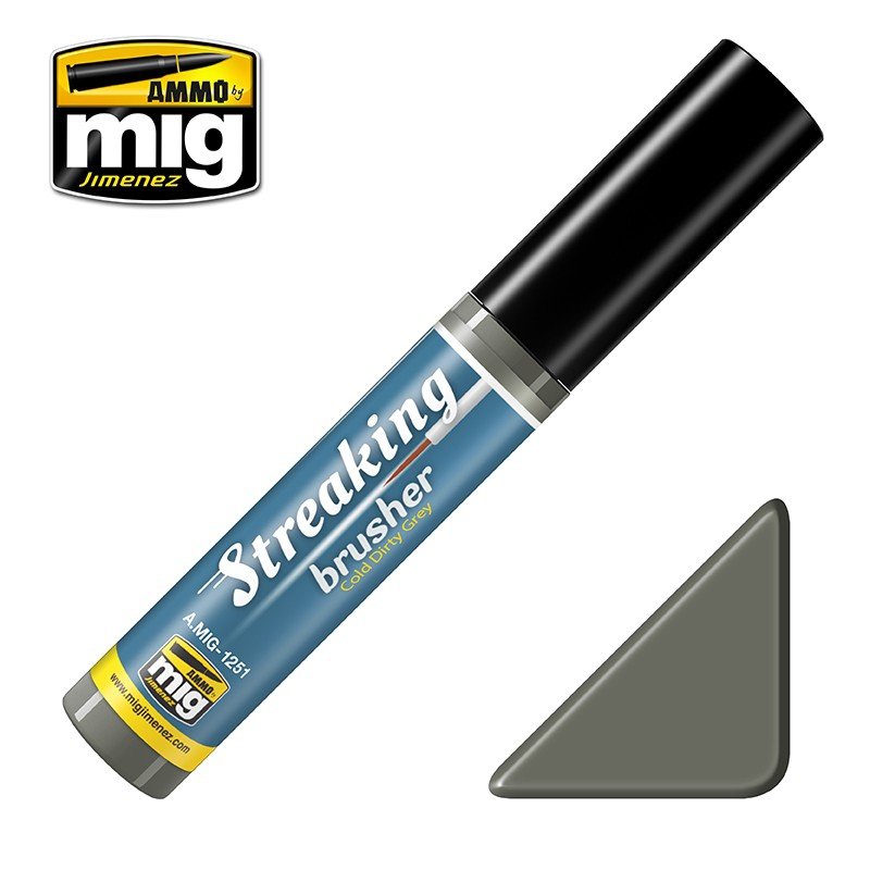 AMMO of Mig Jimenez 1251 Streaking Brusher Cold Dirty Gray