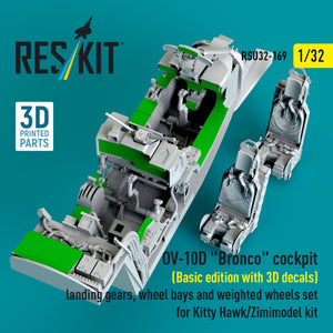 RESKIT RSU32-0169 OV-10D &amp;quot;Bronco&amp;quot; cockpit (Basic edition with 3D decals) landing gears, wheel bays and weighted wheels set for Kitty Hawk/Zimimodel kit (3D Printed) 1/32 – zdjęcie 4